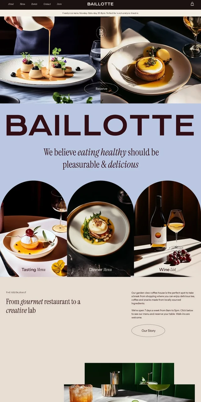 Estudo de referência Baillotte: página no estilo editorial · gastronomia
