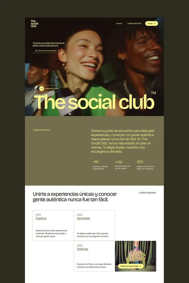 Estudo de referência The Social Club: página no estilo jovem · comunidade